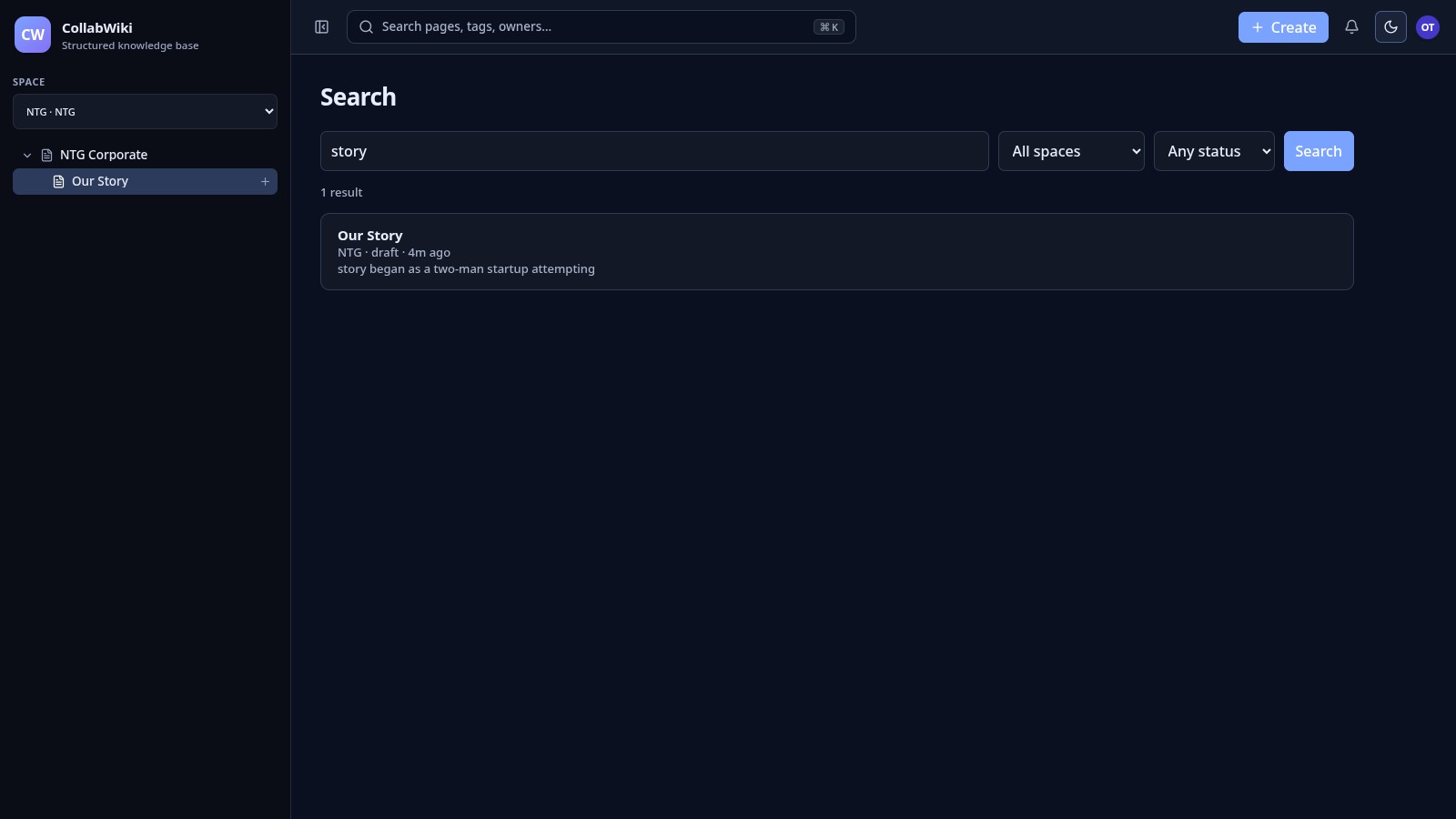 Search results with filters